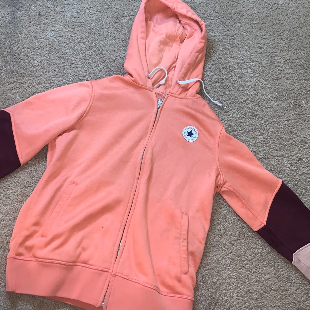 multicolored converse zip up sweater